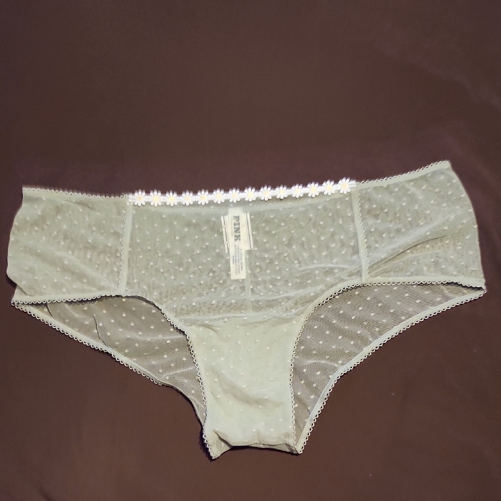 Victoria's Secret Pink Light Sage Green Polka Dot Cheeky Panty NWT XL